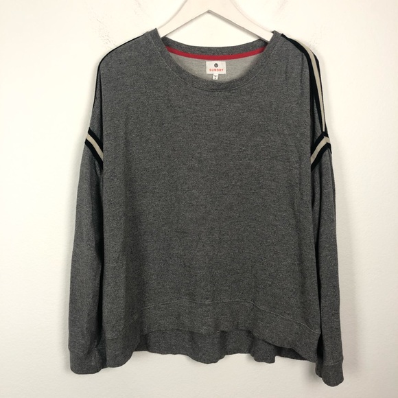 Sundry side stripe gray pullover crew neck sweater - Picture 2 of 7